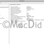 Carte mère MacBook A1181 (4,1 Penryn ) Early 2008 2.4Ghz + 2GO Ram / 820-2279-A